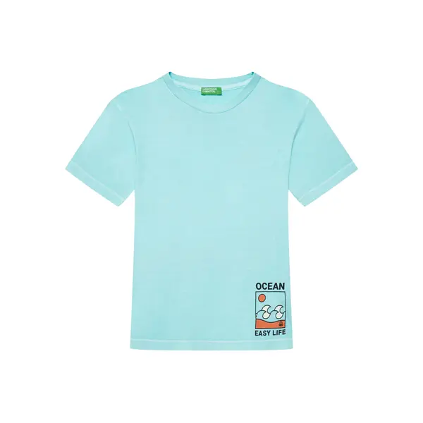 United Colors of Benetton United Colors Of Benetton T-shirt 3PCMC10N7 Plava Regular Fit
