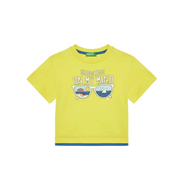 United Colors of Benetton United Colors Of Benetton T-shirt 3SLUG10JF Žuta Regular Fit