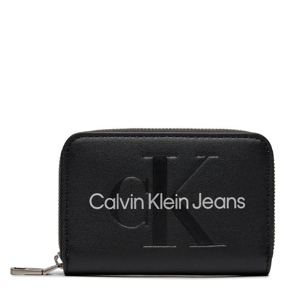 Calvin Klein Jeans Veliki ženski novčanik Calvin Klein Jeans Sculpted Med Zip Around Mono K60K607229 Black/Metallic Logo 0GL