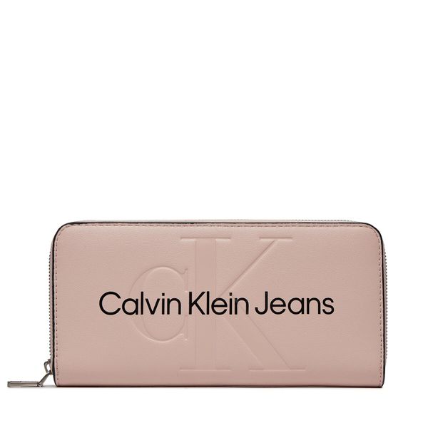 Calvin Klein Jeans Veliki ženski novčanik Calvin Klein Jeans Sculpted Mono Zip Around Mono K60K607634 Pale Conch TFT