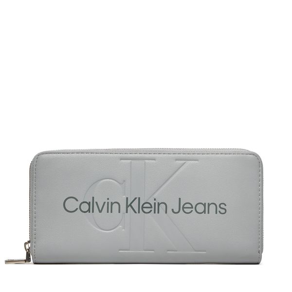 Calvin Klein Jeans Veliki ženski novčanik Calvin Klein Jeans Sculpted Zip Around Mono K60K607634 Siva