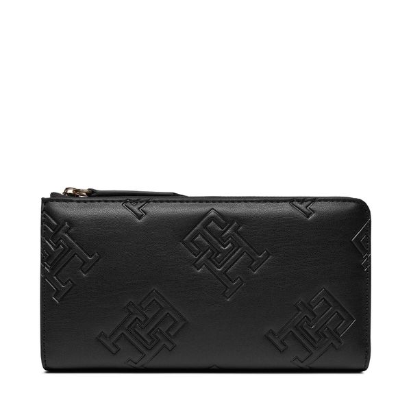 Tommy Hilfiger Veliki ženski novčanik Tommy Hilfiger Th Refined Large Za Mono AW0AW15756 Black BDS