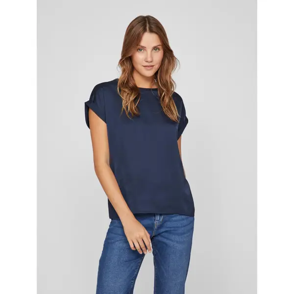 Vila Vila T-shirt Ellette 14059563 Tamnoplava Regular Fit