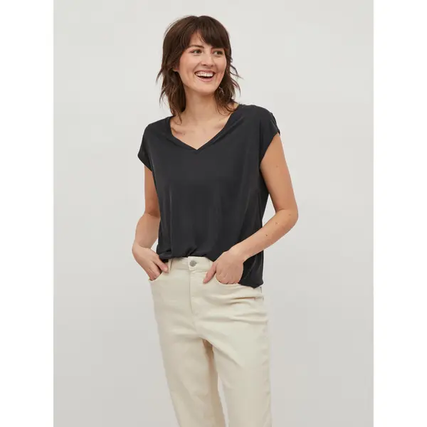 Vila Vila T-shirt Modala 14074847 Crna Relaxed Fit