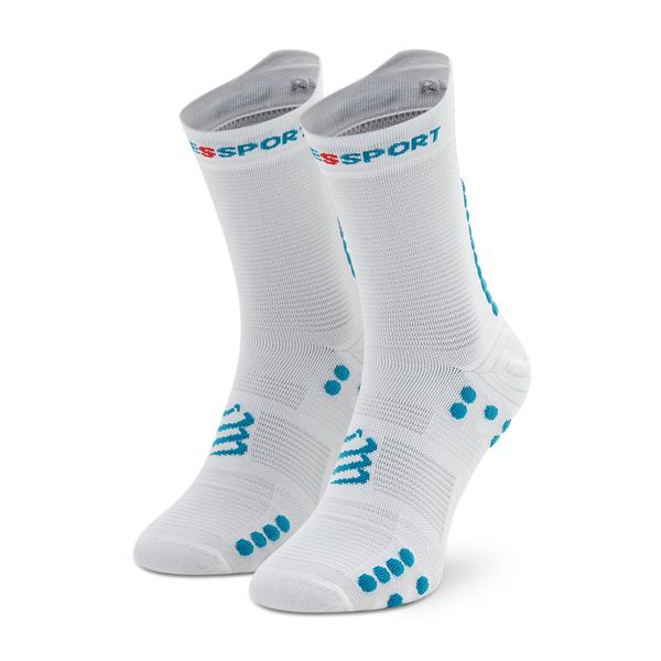 Compressport Visoke unisex čarape Compressport Pro Racing V4.0 Run High XU00046B White/Fjord Blue 011
