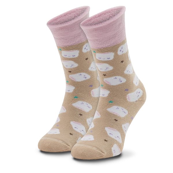 Zooksy Visoke unisex čarape Zooksy Warm Winter Marshmallows Bež