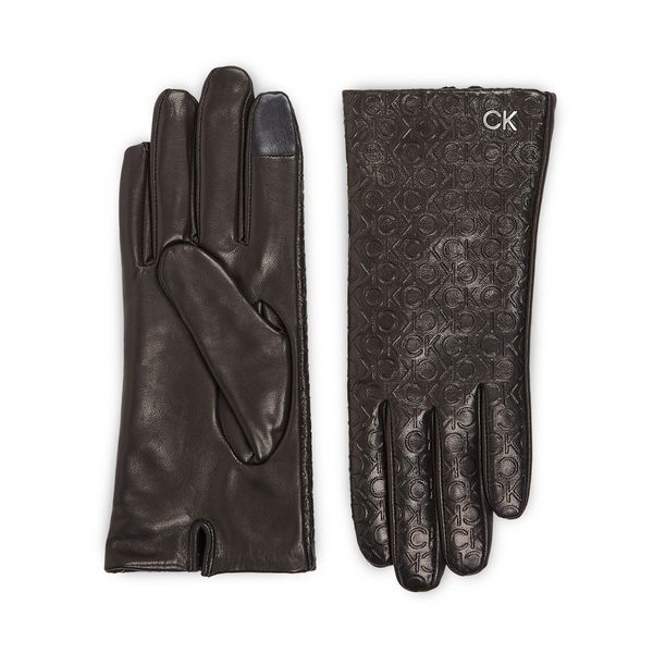 Calvin Klein Ženske rukavice Calvin Klein Re-Lock Emb/Deb Leather Gloves K60K611165 Ck Black BAX