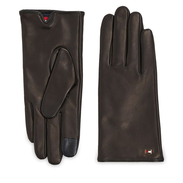 Tommy Hilfiger Ženske rukavice Tommy Hilfiger Essential Flag Leather Gloves AW0AW15360 Black BDS