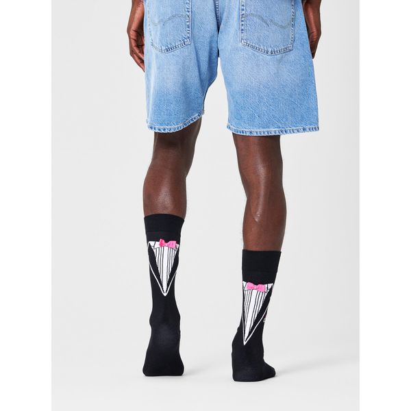 Happy Socks Ženske visoke čarape Happy Socks MAR01-9100 Crna