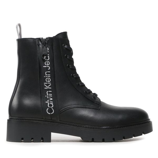 Calvin Klein Jeans Zimske čizme Calvin Klein Jeans Combat Mid Laceup Boot W Zip YM0YM00262 Outline Mono Black 0GK