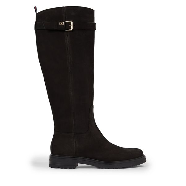 Tommy Hilfiger Zimske čizme Tommy Hilfiger Essential Nubuck Belt Longboot FW0FW07656 Black BDS