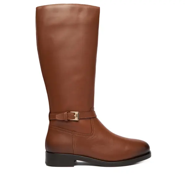 Tommy Hilfiger Zimske čizme Tommy Hilfiger Th Buckle Riding Lthr Long Boot FW0FW08873 Smeđa