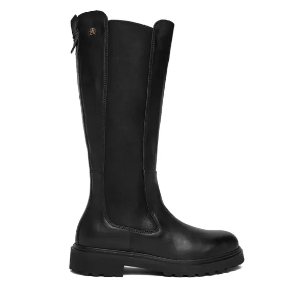 Tommy Hilfiger Zimske čizme Tommy Hilfiger Th Lthr Cleated Long Boot FW0FW08985 Crna