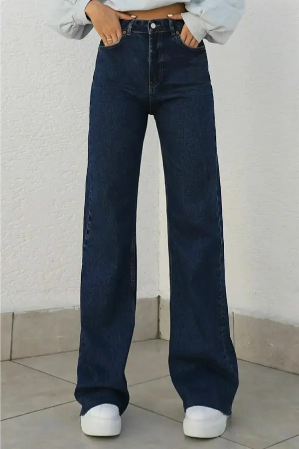 dewberry 17413 Dewberry Loose Women Jeans-NAVY