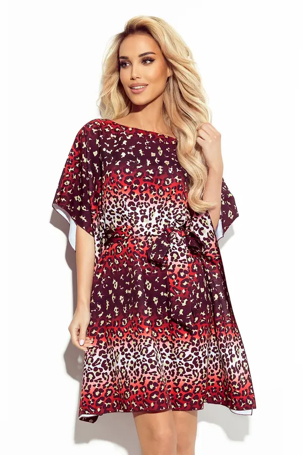 NUMOCO 287-23 SOFIA Butterfly dress with a binding at the waist - jaguar