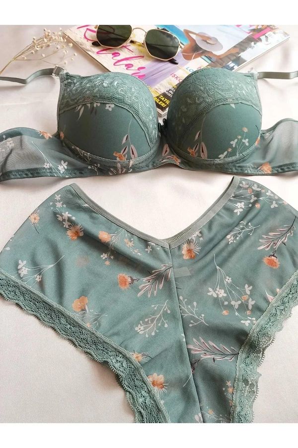 dewberry 58362 Dewberry Padded Supported Floral Boxer Type Underwear-GREEN