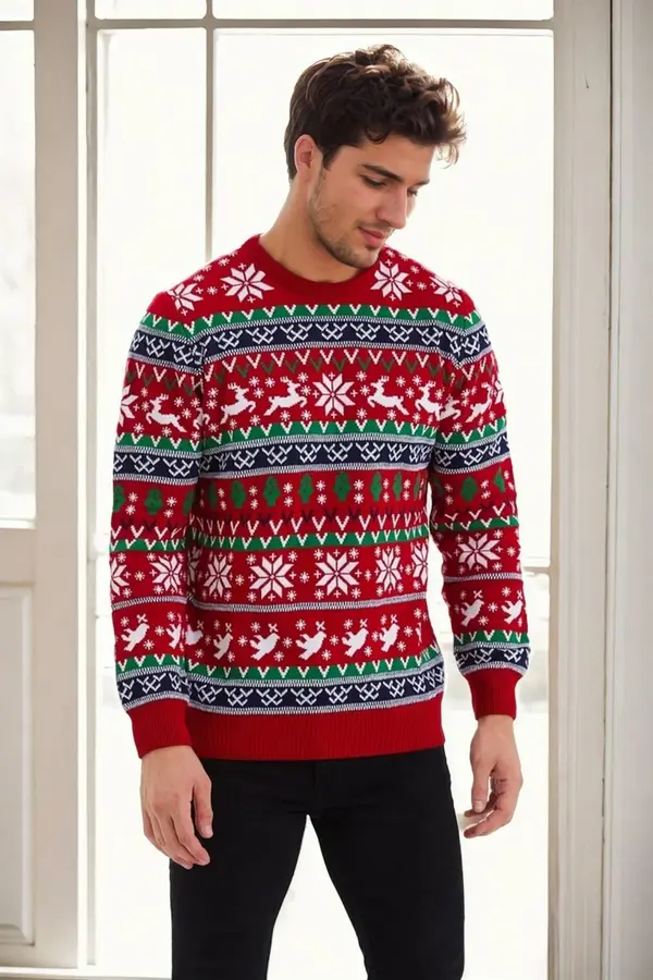 dewberry 82363 Dewberry Christmas Mens Sweater-RED-1