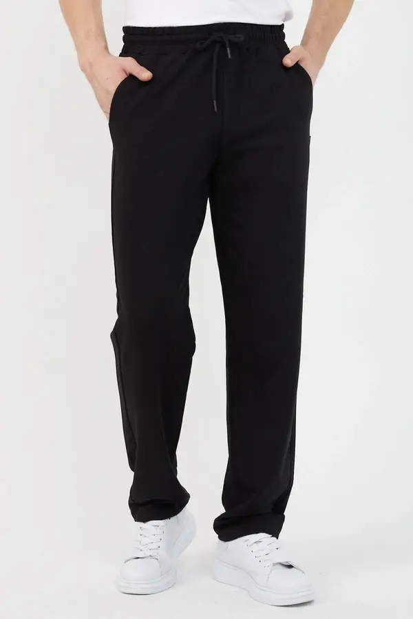 dewberry 82904 Dewberry Straight Leg Relaxed Cut Mens Sweatpant-BLACK