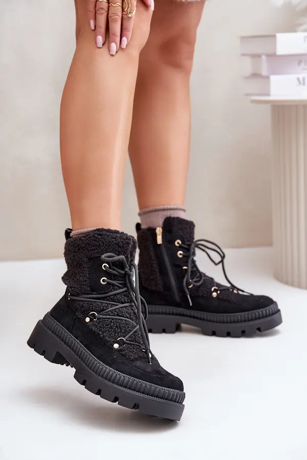 Boto Ankle boots with sheepskin black Merilana