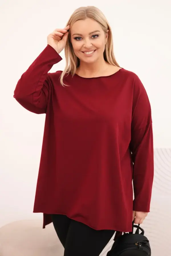Kesi Asimetrična ženska bluza Plus Size bordo boje