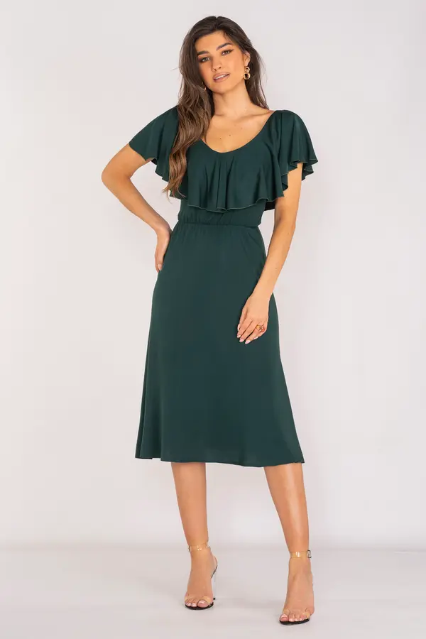Awama Awama Woman's Dress A659 Bottle Green