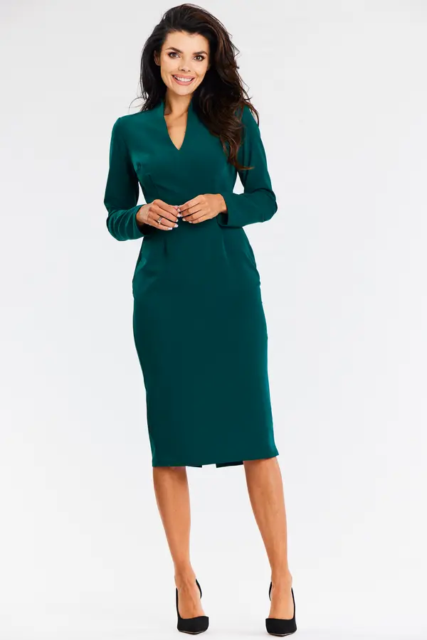 Awama Awama Woman's Dress A667 Bottle Green