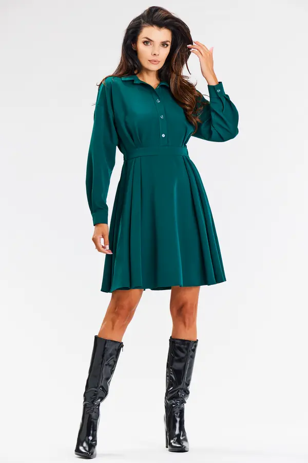 Awama Awama Woman's Dress A668 Bottle Green