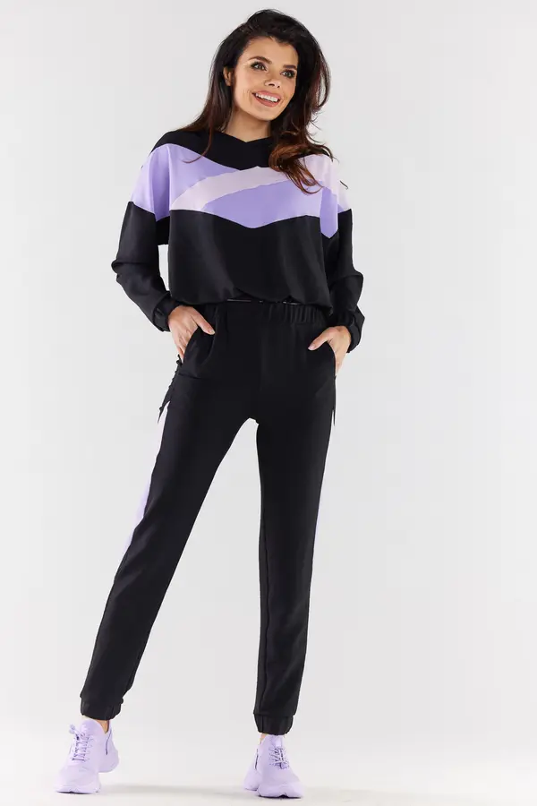 Awama Awama Woman's Sweatshirt A497 Black/Violet
