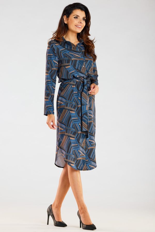Awama Awama ženska haljina A465 Navy Blue/Brown