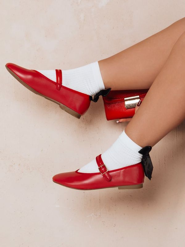 DStreet Baleriny damskie zapinane ELLICAN czerwone Dstreet