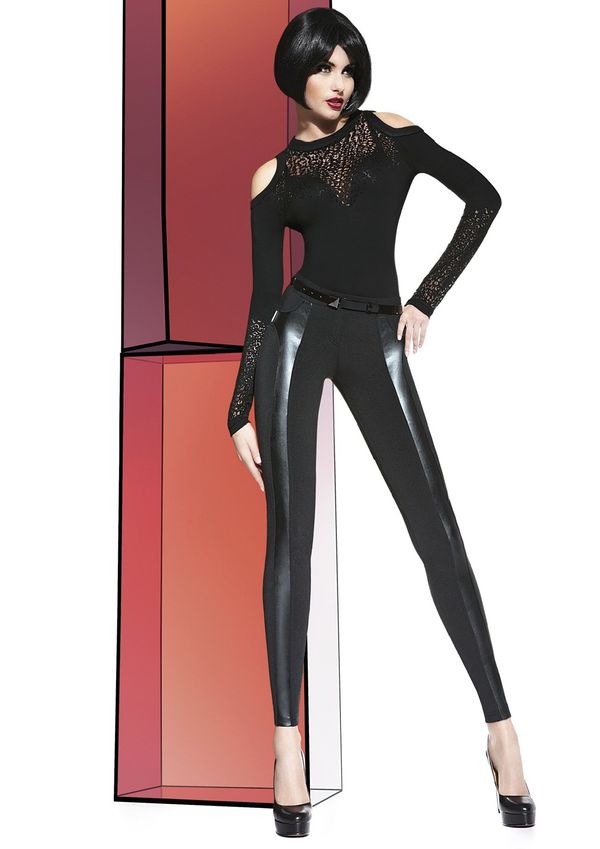 Bas Bleu Bas Bleu ADELE ženske tajice u pletenim tkaninama i kožnim ukrasima