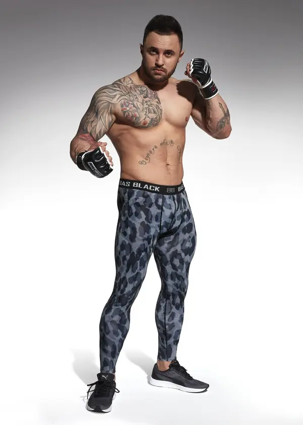 Bas Bleu Bas Bleu ALIEN men's functional sports leggings with a drawstring waistband