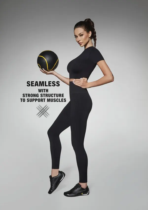 Bas Bleu Bas Bleu CHALLENGE seamless sports leggings with a special fabric structure to support muscles