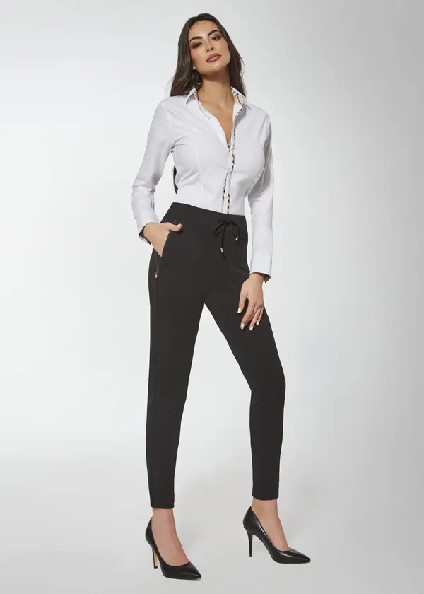Bas Bleu Bas Bleu IDALIA women's elegant trousers with zippered pockets