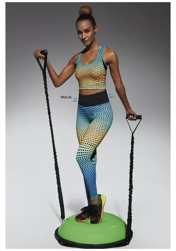 Bas Bleu Bas Bleu WAVE 90 sports leggings with a wasp waist effect and a colorful print