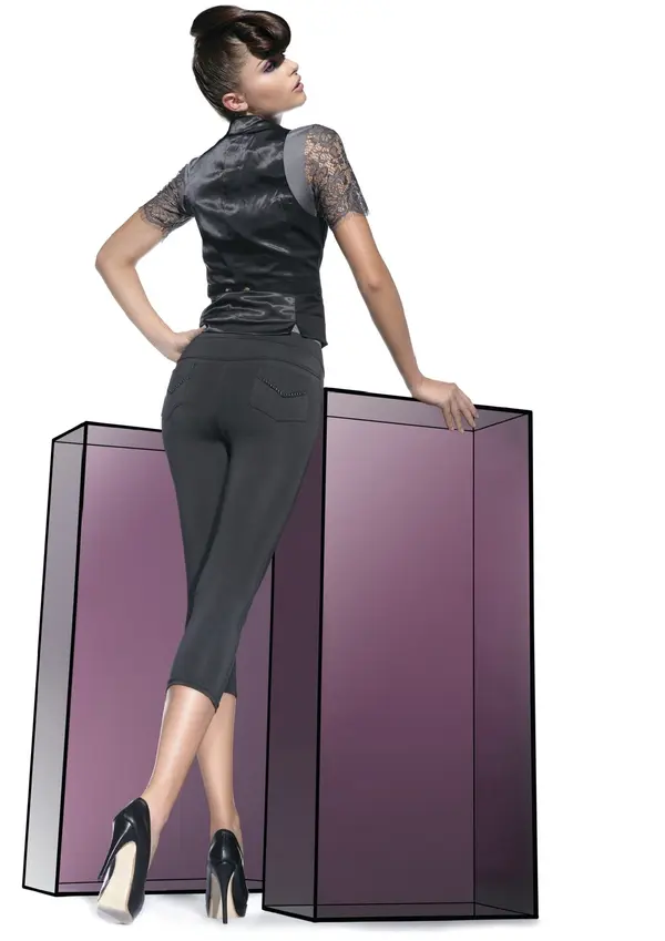 Bas Bleu Bas Bleu Women's leggings SANDRA SHORT with appliqués and 3/4 leg
