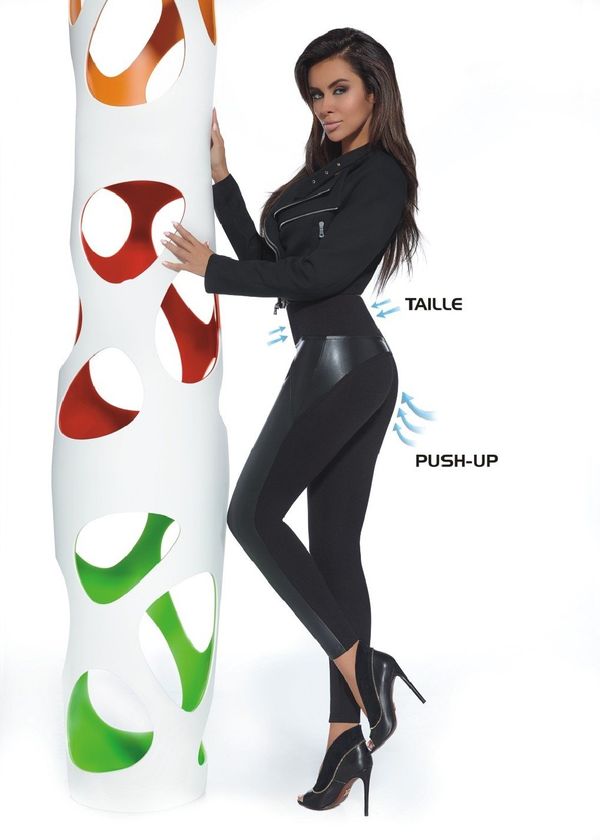 Bas Bleu Bas Bleu Ženske ALLY kožne tajice s push-up & taille efektom