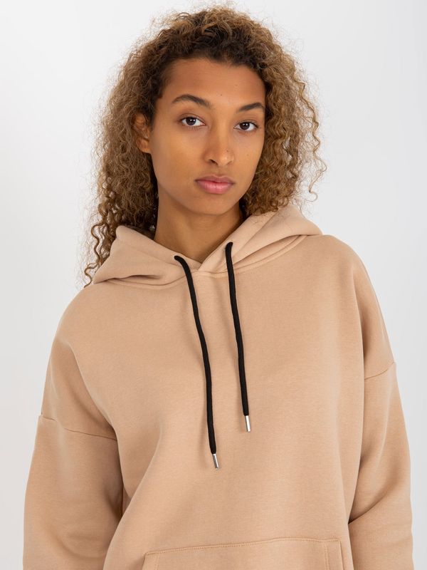 Fashionhunters Basic beige hoodie RUE PARIS