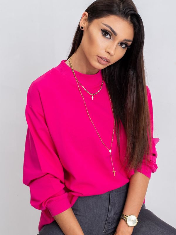 Fashionhunters Basic Fuchsia Cotton Sweatshirt