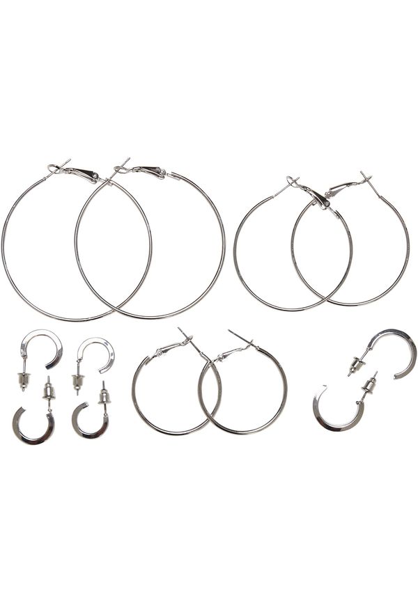 Urban Classics Basic hoop earrings 6-pack - silver color