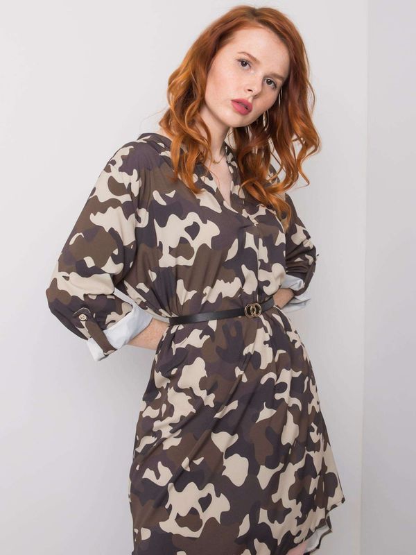 Fashionhunters Beige and khaki camo dress Blaise