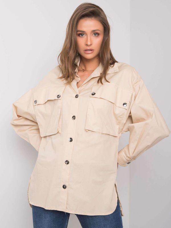 Fashionhunters Beige shirt with pockets Elora RUE PARIS