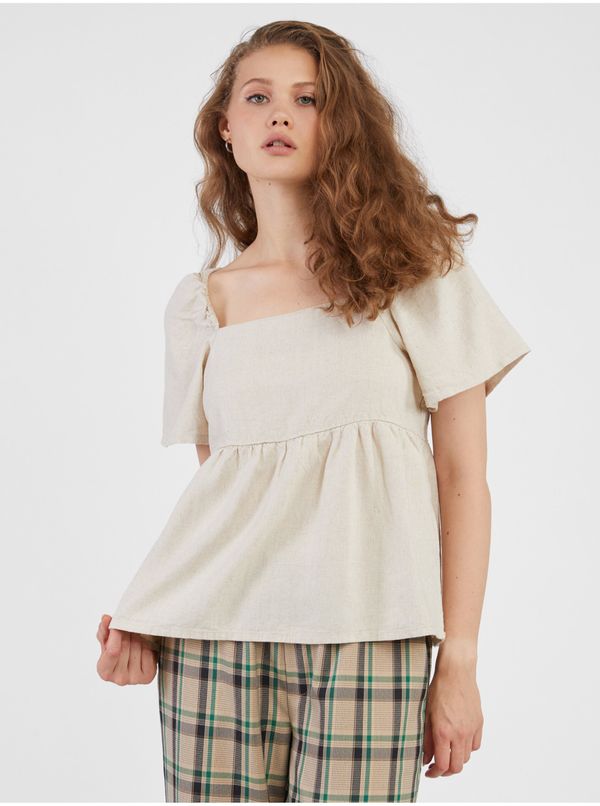 JDY Beige Women's Linen Top JDY Say - Women