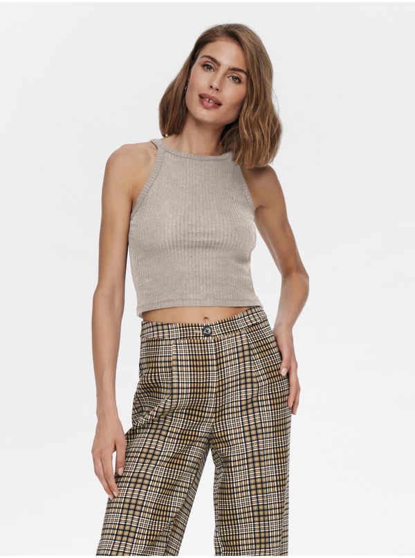 Only Beige Women's Ribbed Basic Top ONLY Emma - Women