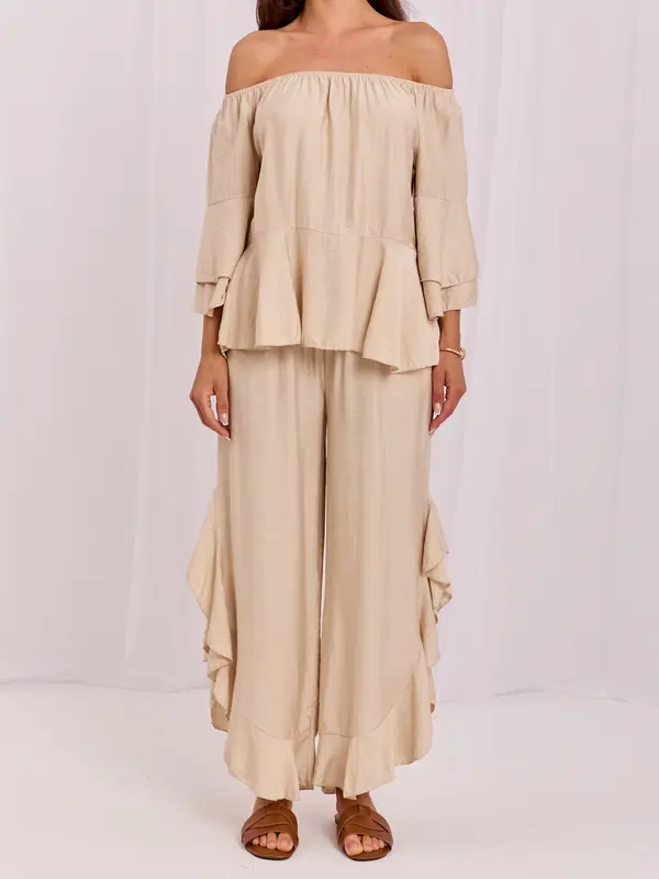 RUE PARIS Bež dvodijelni ljetni set RUE PARIS