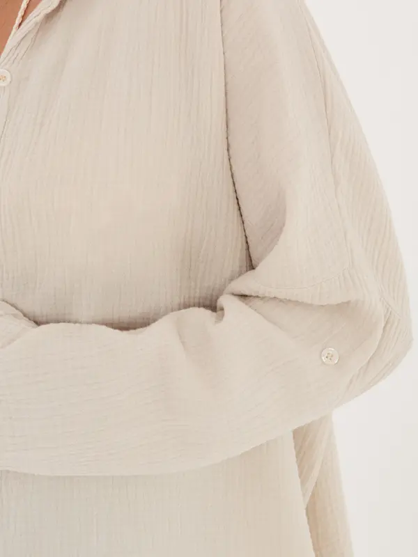 Italy Moda Bež muslin predimenzionirana košulja