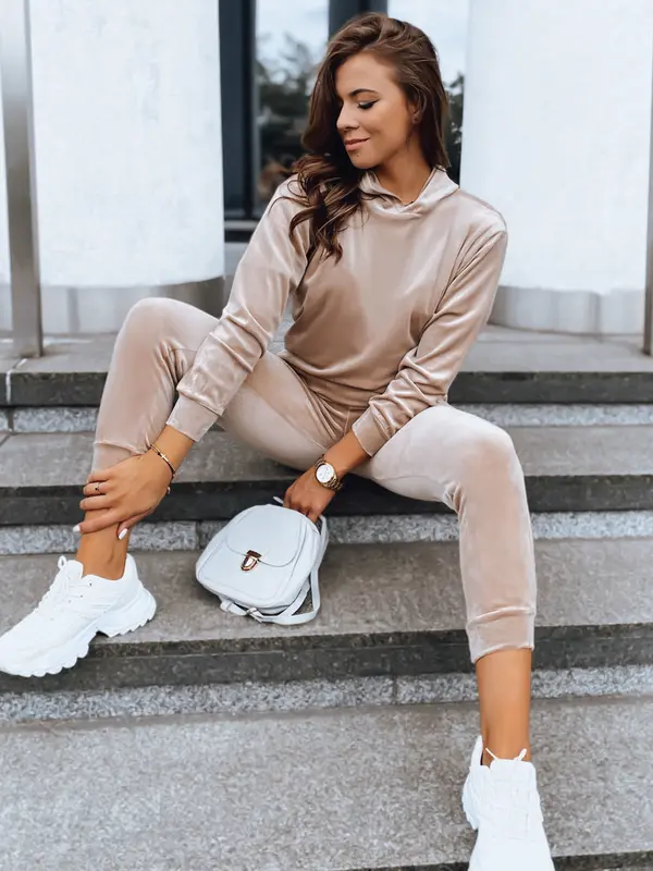 DStreet Beżowy damski komplet welurowy SO COMFY Dstreet