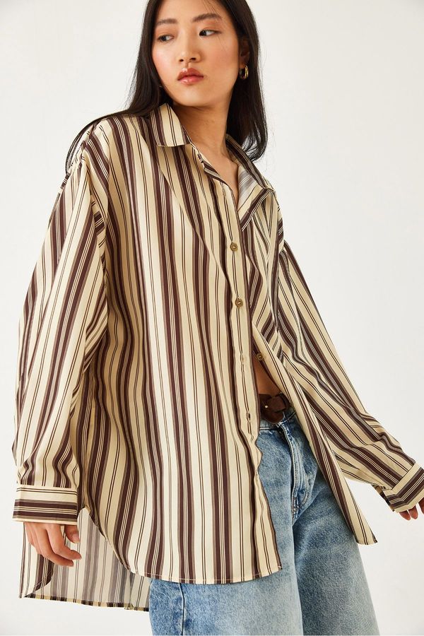 Bianco Lucci Bianco Lucci Women Striped Oversize Shirt 1007