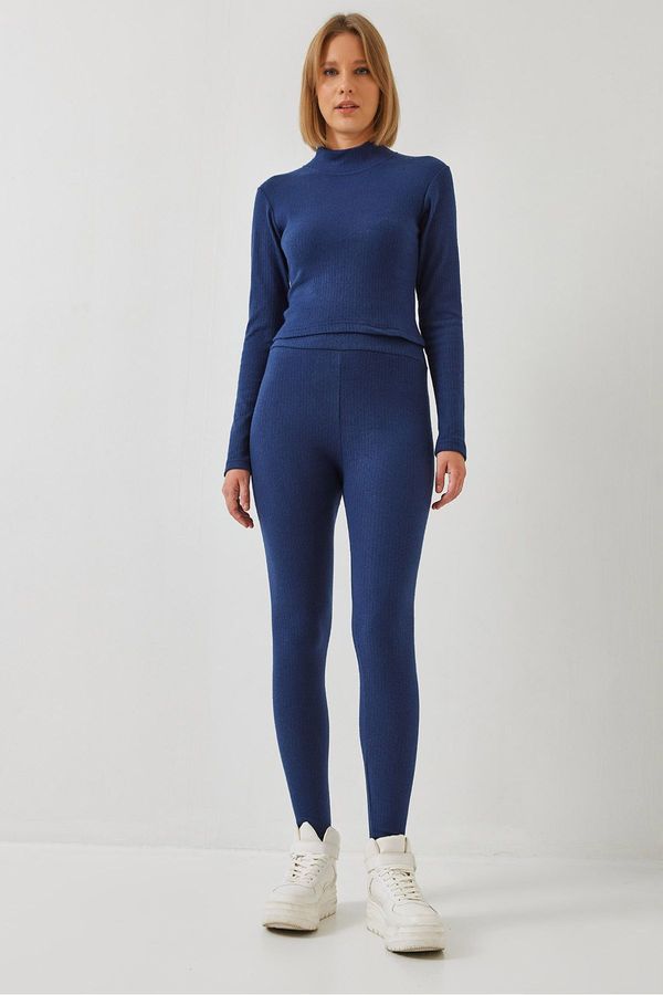 Bianco Lucci Bianco Lucci Women's Crop Top-Bottom Set with Tights 149