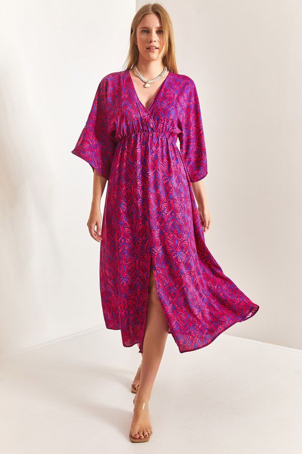 Bianco Lucci Bianco Lucci Women's Double Breasted Collar Dress with a Front Slit